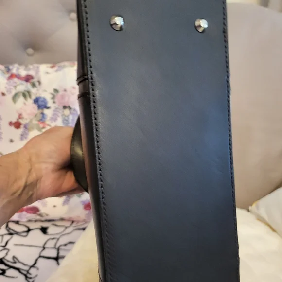 Burberry brown trim and black leather satchel